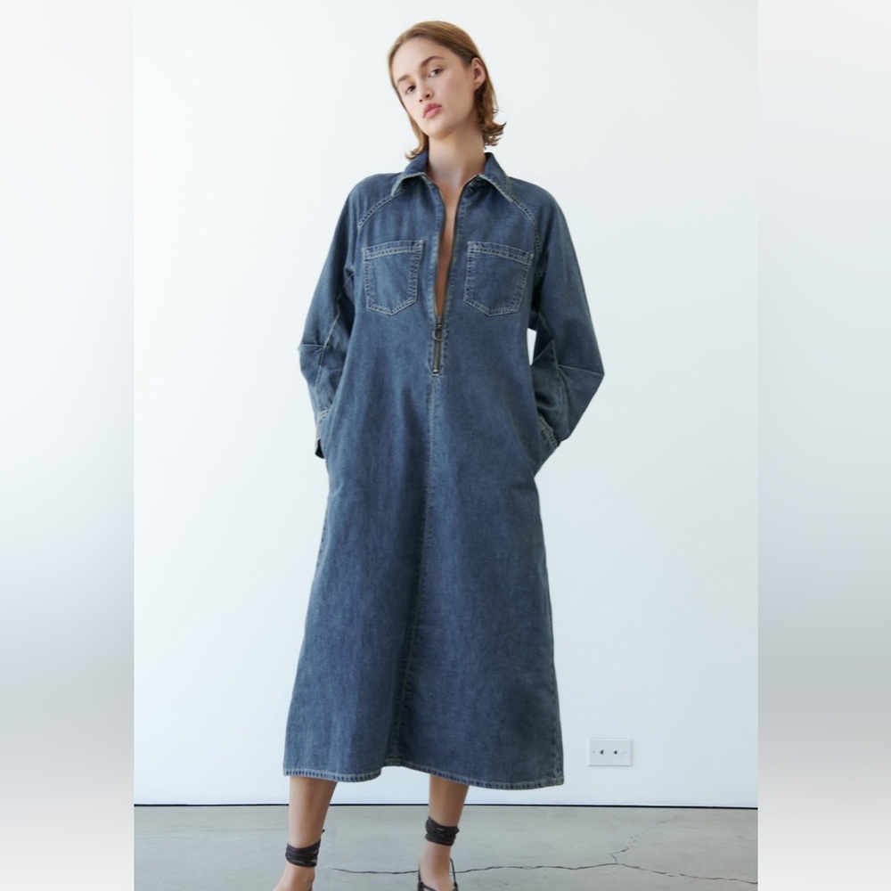 ZARA ZW MINIMALIST DENIM DRESS